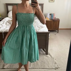 J crew green check picnic dress